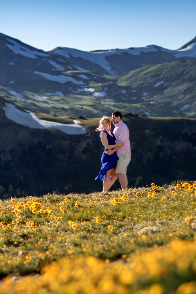 Summit County Colorado wildflower elopement in high alpine meadow