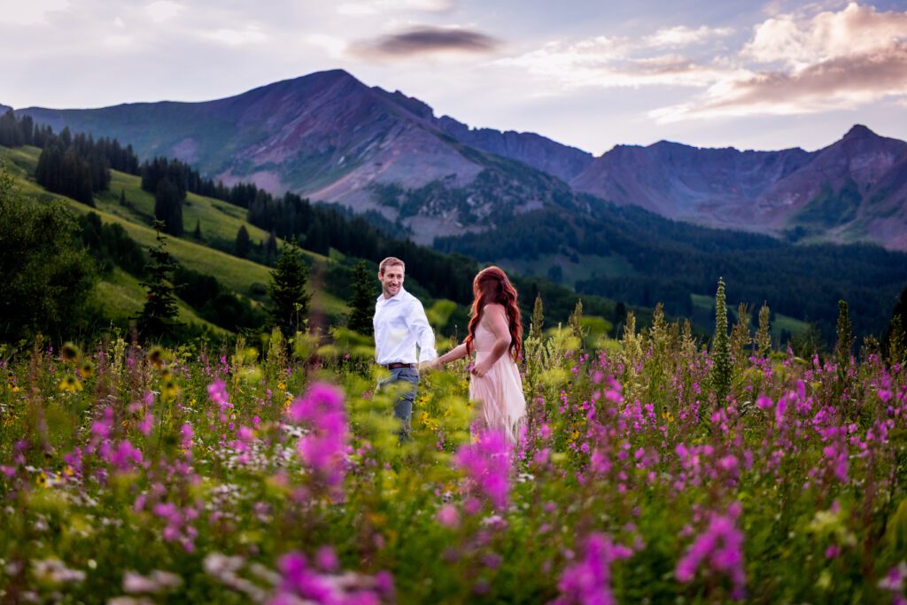 Crested Butte wildflower meadow elopement in peak July bloom
