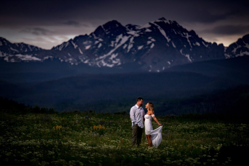 Vail Valley wildflower elopement with summer mountain scenery