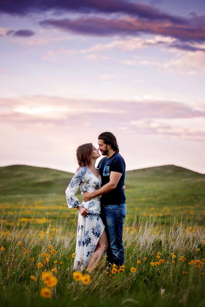 Colorado foothills wildflower elopement near Boulder with mountain views